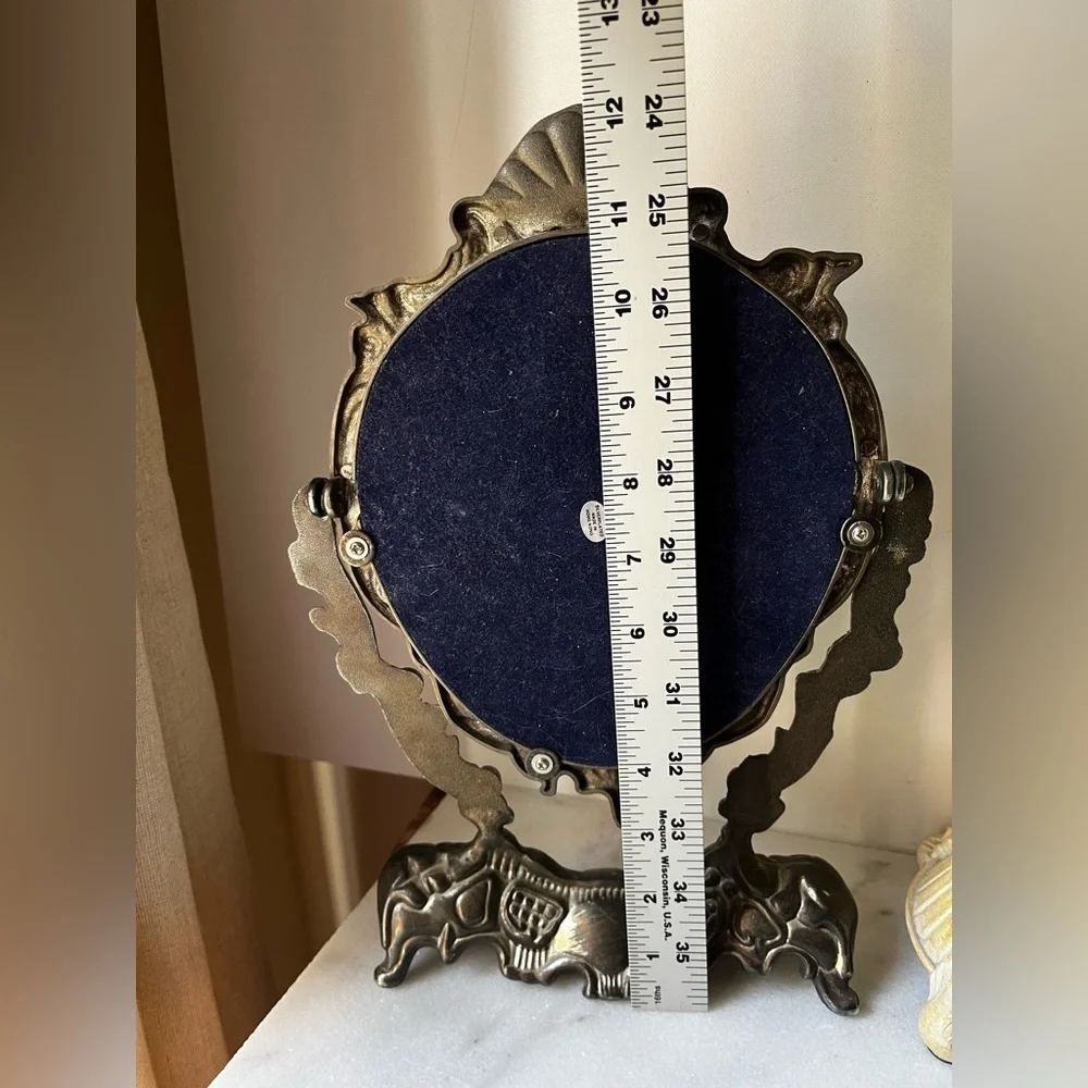 Vintage Ornate silver plated cherubs Tabletop Mirror